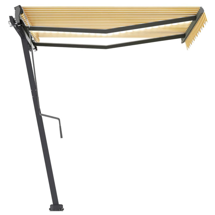 VidaXL Luifel handmatig uittrekbaar met LED 300x250 cm geel en wit