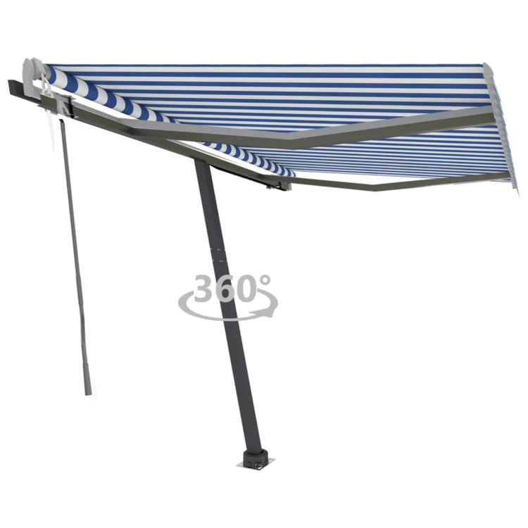 VidaXL Luifel vrijstaand automatisch 300x250 cm blauw en wit