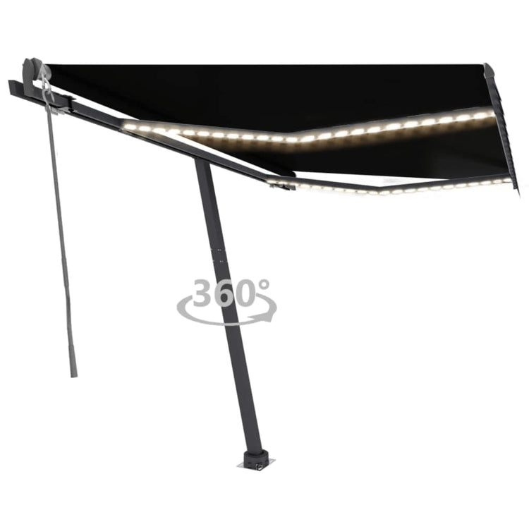 VidaXL Luifel automatisch met LED en windsensor 300x250 cm antraciet