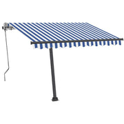 VidaXL Luifel vrijstaand handmatig uittrekbaar 350x250 cm blauw en wit - afbeelding 3