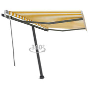 VidaXL Luifel vrijstaand handmatig uittrekbaar 350x250 cm geel en wit - afbeelding 1