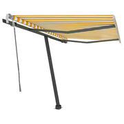 VidaXL Luifel vrijstaand handmatig uittrekbaar 350x250 cm geel en wit - afbeelding 2