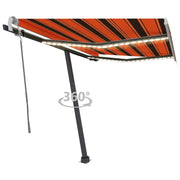 VidaXL Luifel handmatig uittrekbaar met LED 350x250 cm oranje en bruin - afbeelding 1
