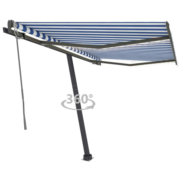 VidaXL Luifel automatisch met LED en windsensor 350x250 cm blauw wit