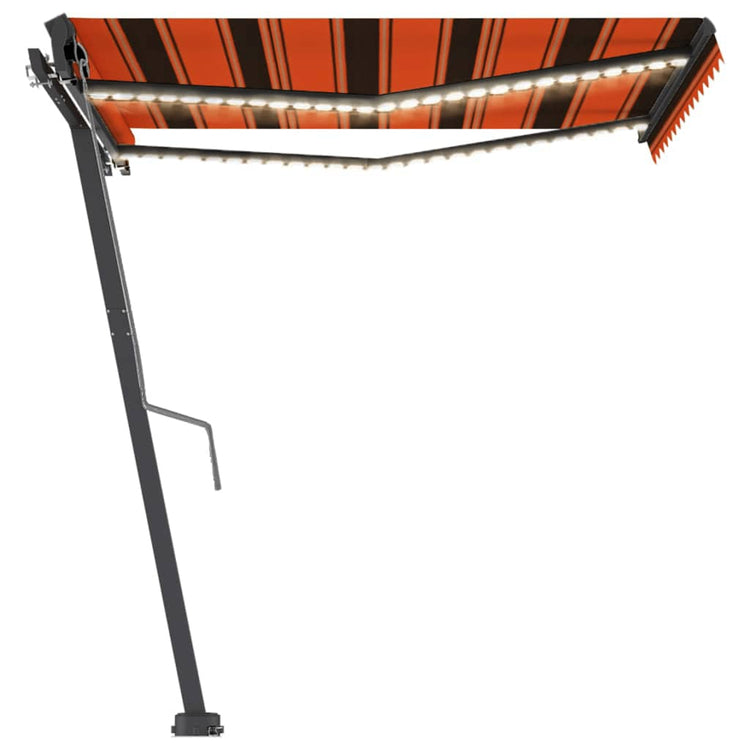 VidaXL Luifel automatisch met LED windsensor 350x250 cm oranje bruin