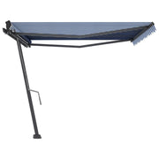VidaXL Luifel vrijstaand handmatig uittrekbaar 400x300 cm blauw en wit - afbeelding 2