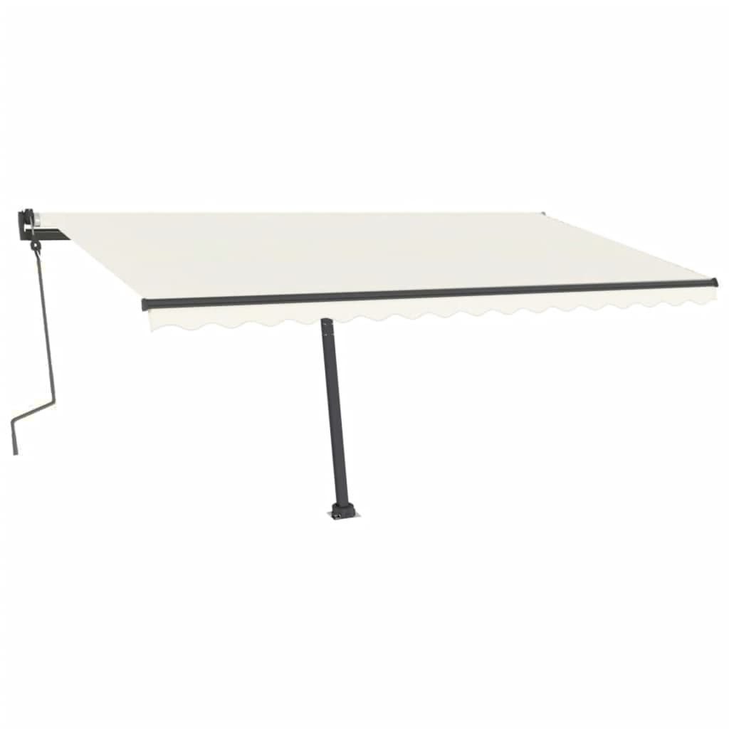 VidaXL Luifel handmatig uittrekbaar met LED 400x300 cm crèmekleurig