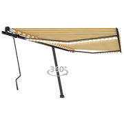 VidaXL Luifel handmatig uittrekbaar met LED 400x300 cm geel en wit - afbeelding 1