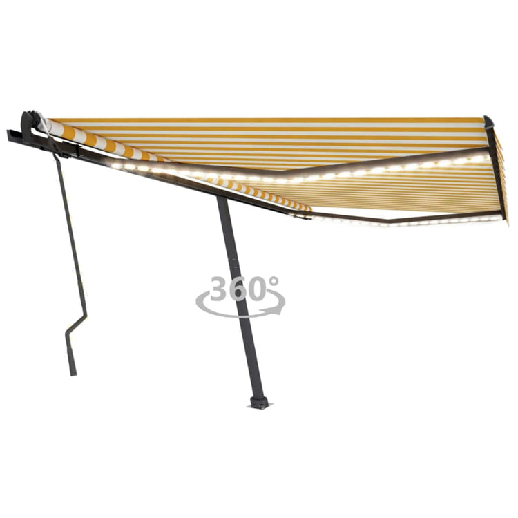 VidaXL Luifel handmatig uittrekbaar met LED 400x300 cm geel en wit