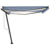 VidaXL Luifel automatisch met LED en windsensor 400x300cm blauw en wit