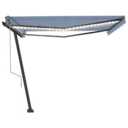 VidaXL Luifel automatisch met LED en windsensor 400x300cm blauw en wit - afbeelding 2