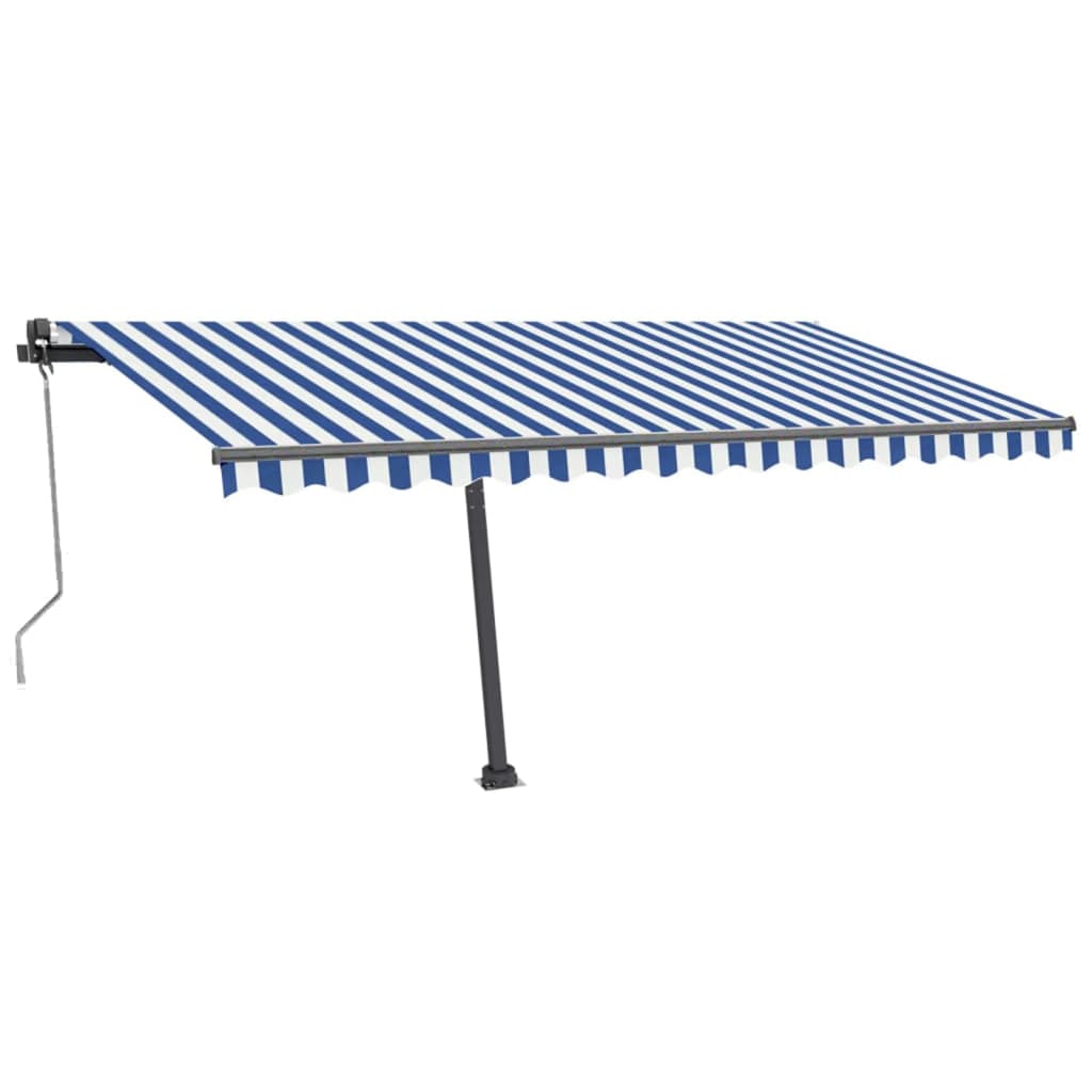 VidaXL Luifel automatisch met LED en windsensor 400x300cm blauw en wit