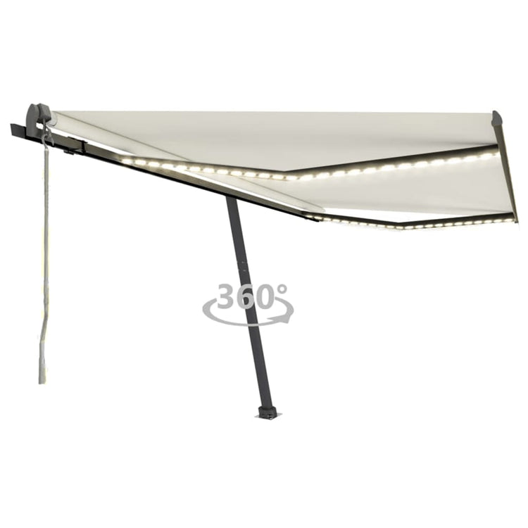 VidaXL Luifel automatisch met LED en windsensor 400x300 cm crèmekleur
