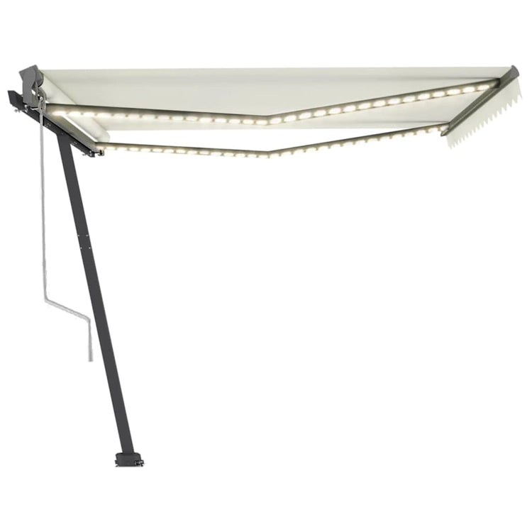 VidaXL Luifel automatisch met LED en windsensor 400x300 cm crèmekleur
