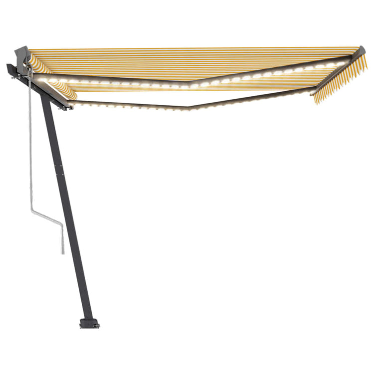 VidaXL Luifel automatisch met LED en windsensor 400x300 cm geel en wit