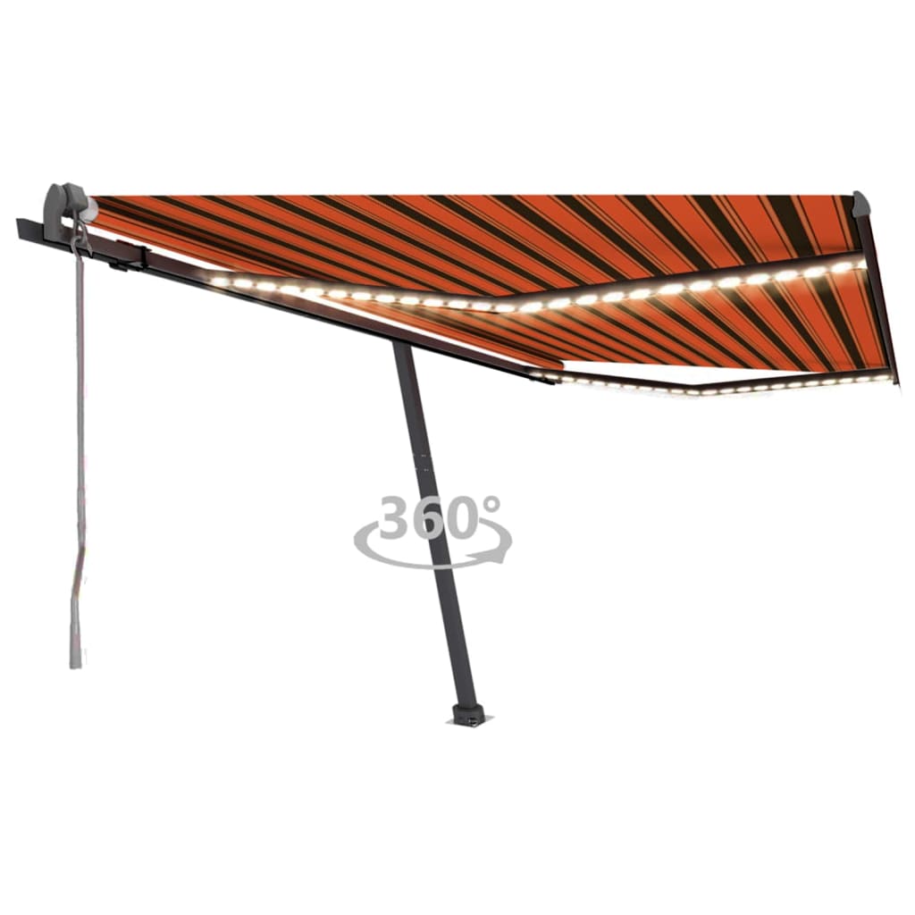 VidaXL Luifel automatisch met LED windsensor 400x300 cm oranje bruin