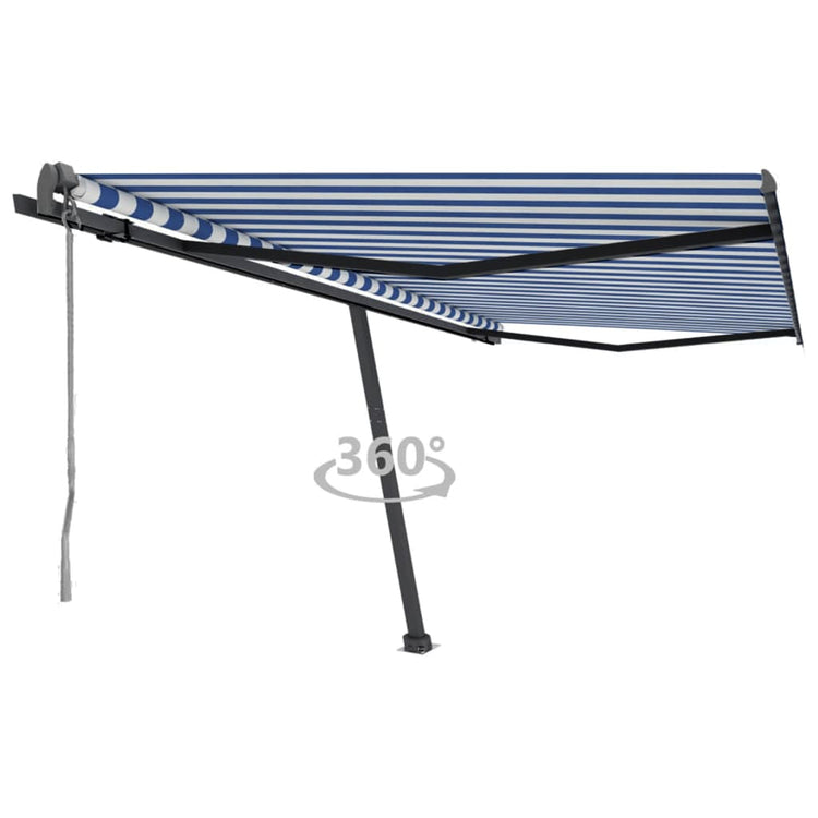 VidaXL Luifel vrijstaand automatisch 450x300 cm blauw en wit