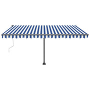 VidaXL Luifel vrijstaand automatisch 450x300 cm blauw en wit - afbeelding 3