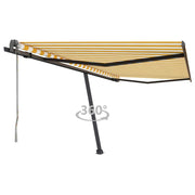 VidaXL Luifel vrijstaand automatisch 450x300 cm geel en wit - afbeelding 1