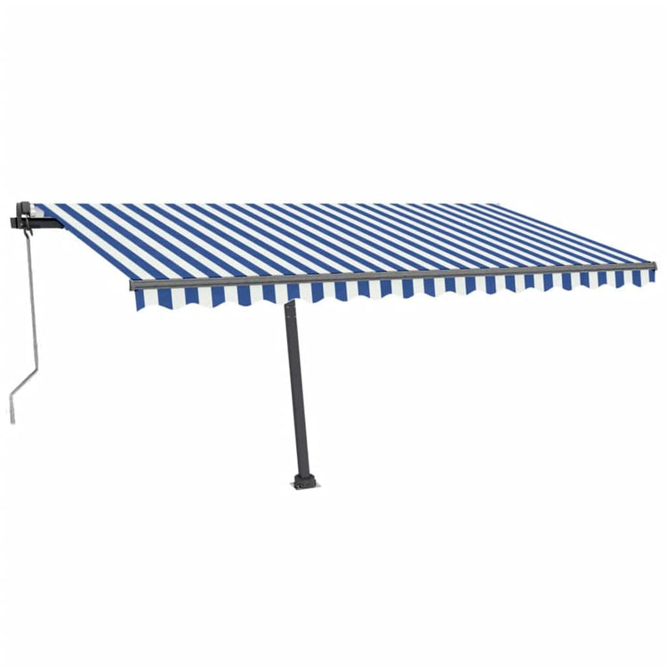 VidaXL Luifel automatisch met LED en windsensor 450x300 cm blauw wit