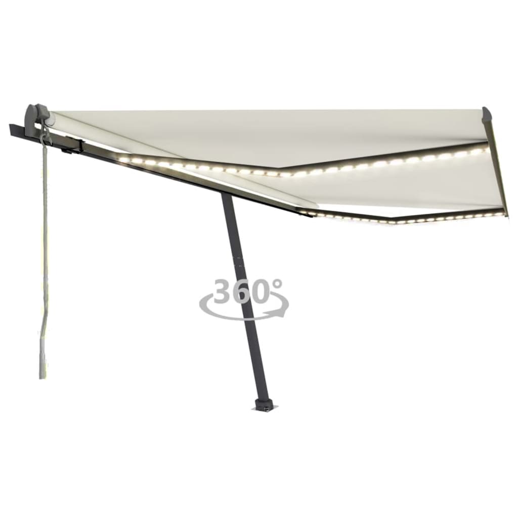 VidaXL Luifel automatisch met LED en windsensor 450x300 cm crèmekleur