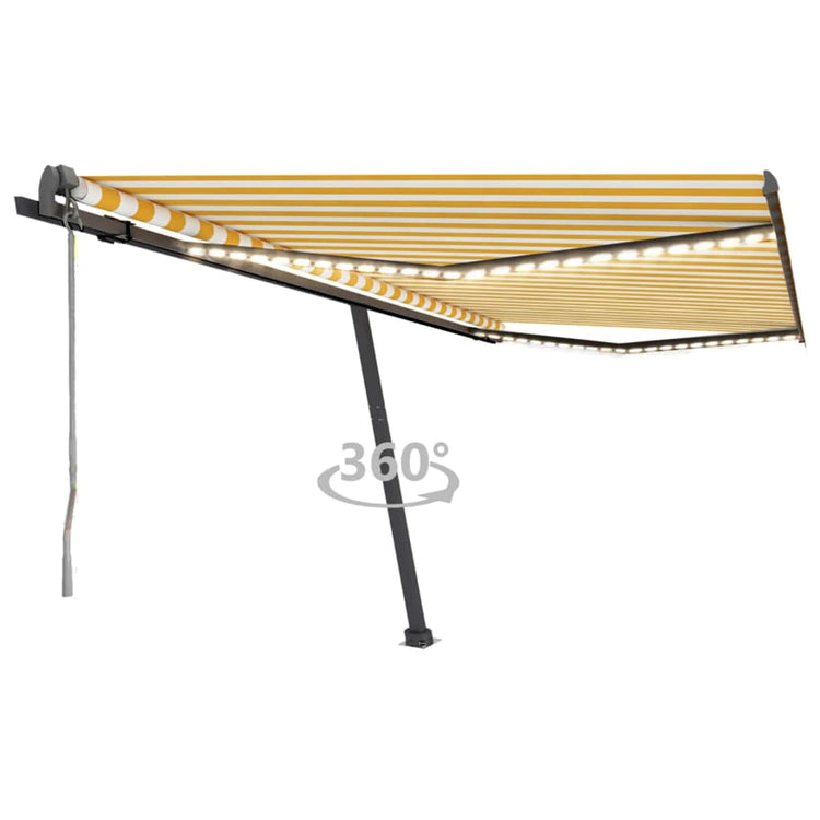VidaXL Luifel automatisch met LED en windsensor 450x300 cm geel en wit