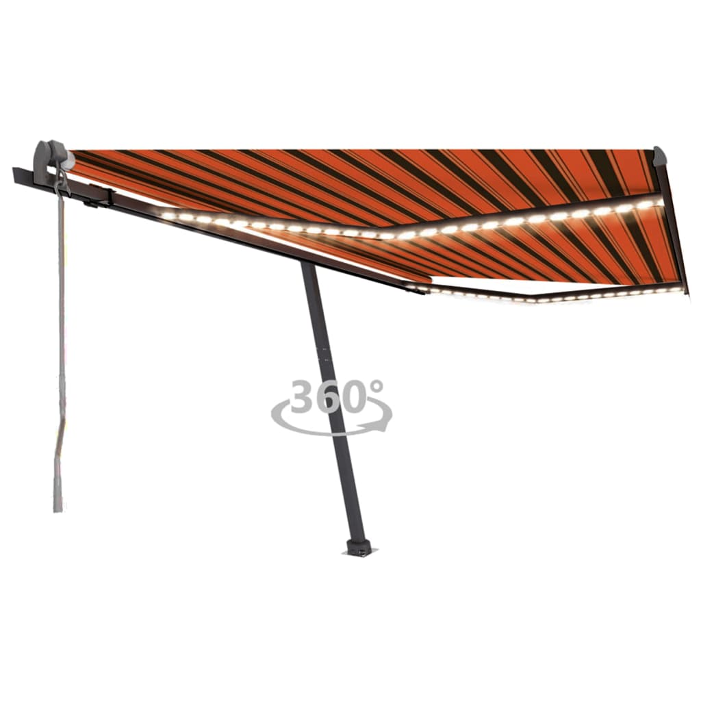 VidaXL Luifel automatisch met LED windsensor 450x300 cm oranje bruin
