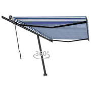 VidaXL Luifel vrijstaand handmatig uittrekbaar 500x300 cm blauw en wit - afbeelding 1