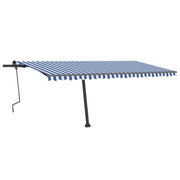 VidaXL Luifel vrijstaand handmatig uittrekbaar 500x300 cm blauw en wit - afbeelding 3