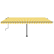VidaXL Luifel vrijstaand handmatig uittrekbaar 500x300 cm geel en wit - afbeelding 3
