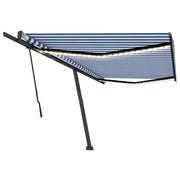 VidaXL Luifel handmatig uittrekbaar met LED 500x300 cm blauw en wit - afbeelding 2