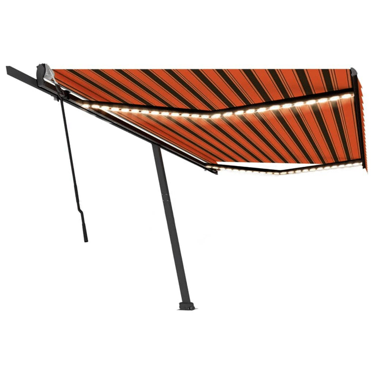 VidaXL Luifel handmatig uittrekbaar met LED 500x300 cm oranje en bruin