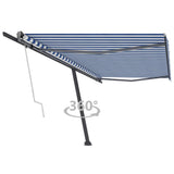 VidaXL Luifel vrijstaand automatisch 500x300 cm blauw en wit - afbeelding 1