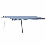 VidaXL Luifel vrijstaand automatisch 500x300 cm blauw en wit - afbeelding 2