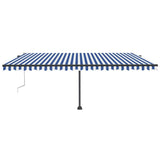VidaXL Luifel vrijstaand automatisch 500x300 cm blauw en wit - afbeelding 3