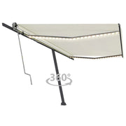 VidaXL Luifel automatisch met LED en windsensor 500x300 cm crèmekleur - afbeelding 1