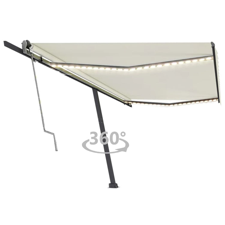 VidaXL Luifel automatisch met LED en windsensor 500x300 cm crèmekleur