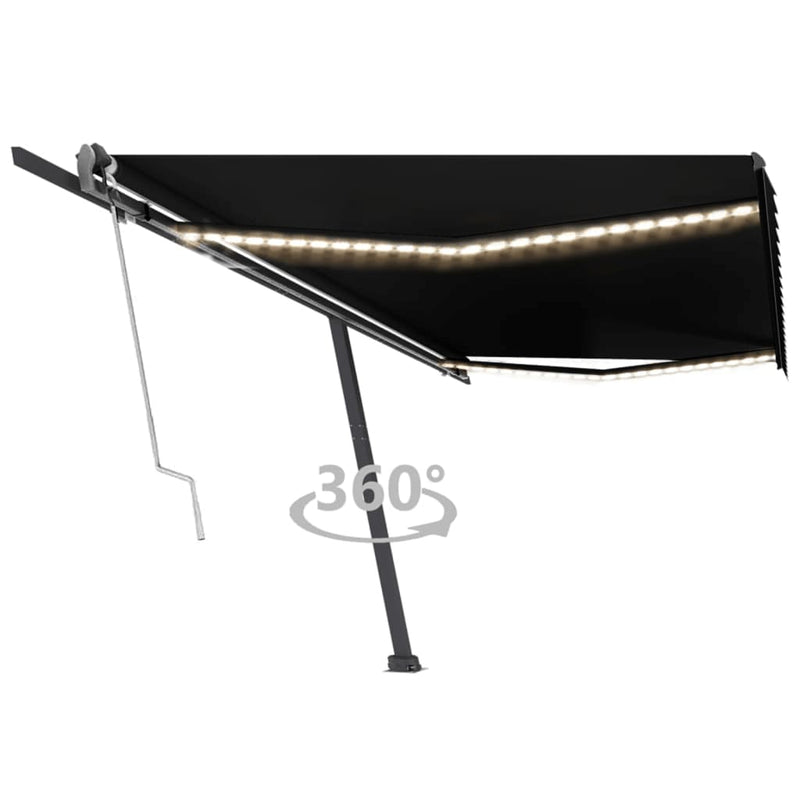 VidaXL Luifel automatisch met LED en windsensor 500x300 cm antraciet