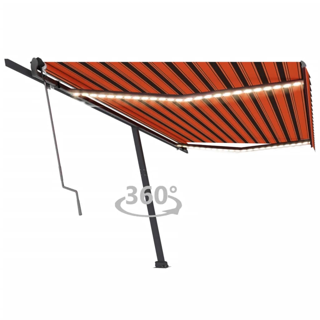 VidaXL Luifel automatisch met LED windsensor 500x300 cm oranje bruin