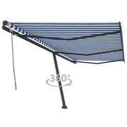 VidaXL Luifel vrijstaand handmatig uittrekbaar 600x300 cm blauw en wit - afbeelding 1