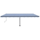 VidaXL Luifel vrijstaand handmatig uittrekbaar 600x300 cm blauw en wit - afbeelding 3