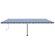 VidaXL Luifel vrijstaand handmatig uittrekbaar 600x300 cm blauw en wit - afbeelding 3