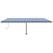 VidaXL Luifel handmatig uittrekbaar met LED 600x300 cm blauw en wit - afbeelding 3