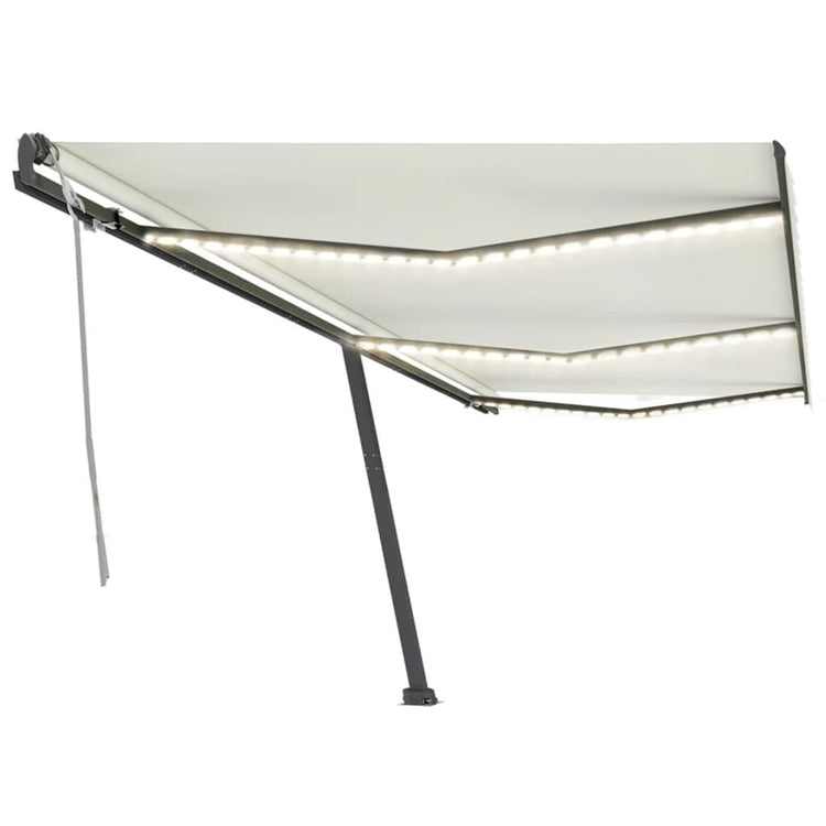 VidaXL Luifel handmatig uittrekbaar met LED 600x300 cm crèmekleurig