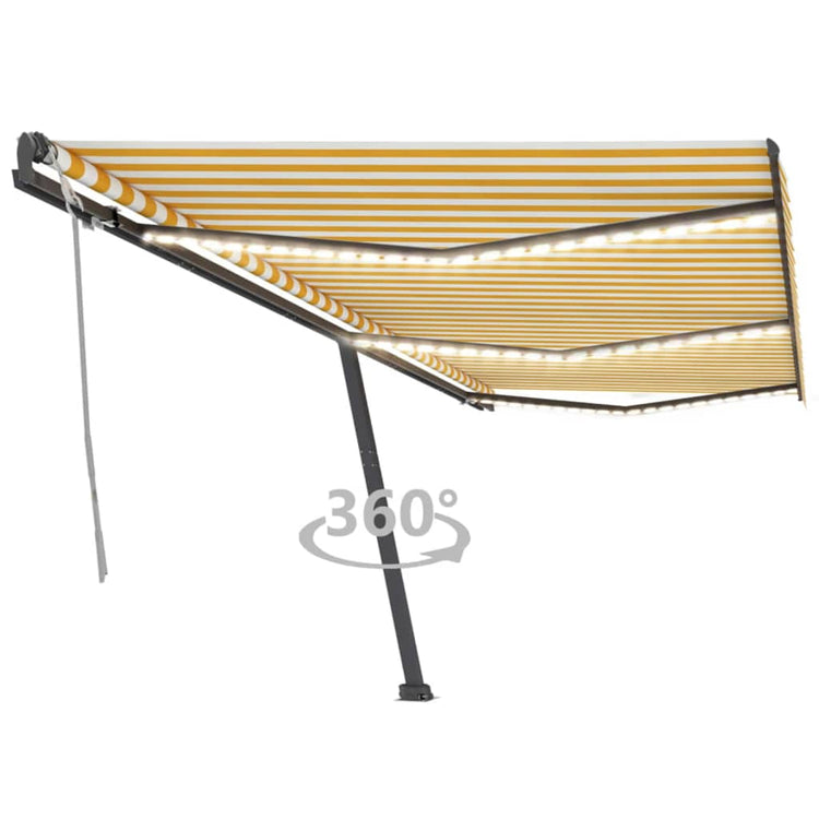 VidaXL Luifel handmatig uittrekbaar met LED 600x300 cm geel en wit