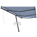 VidaXL Luifel vrijstaand automatisch 600x300 cm blauw en wit - afbeelding 1