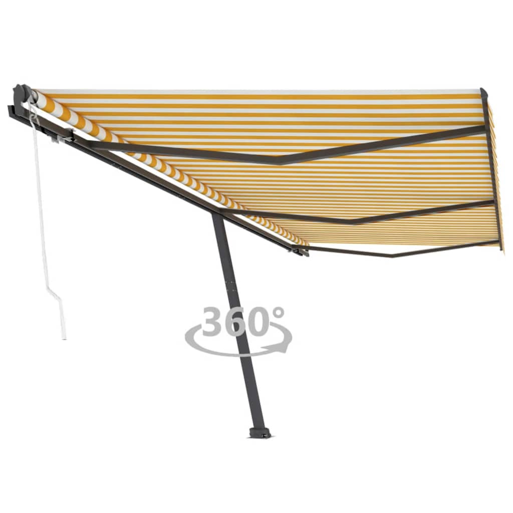 VidaXL Luifel vrijstaand automatisch 600x300 cm geel en wit