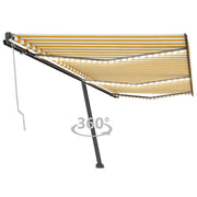VidaXL Luifel automatisch met LED en windsensor 600x300 cm geel en wit - afbeelding 1