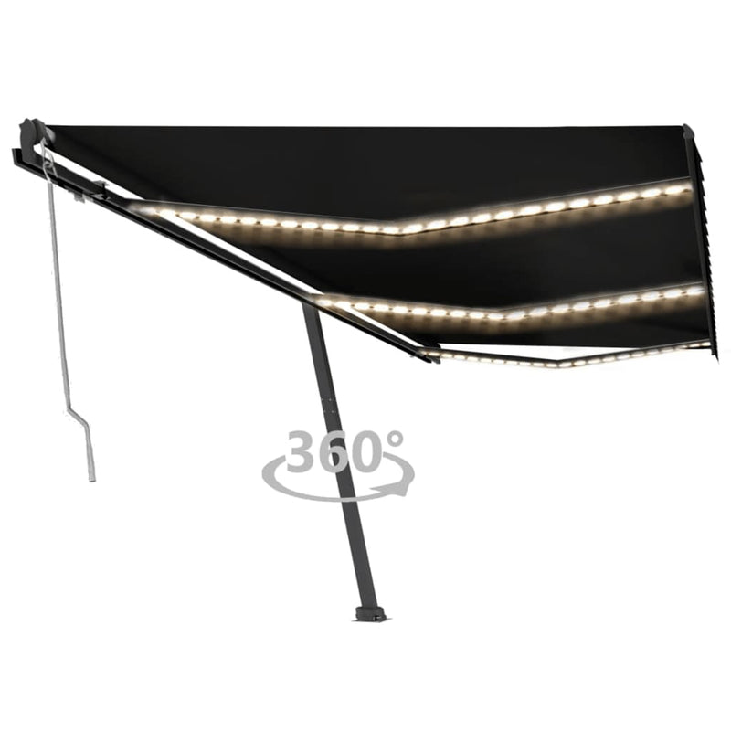 VidaXL Luifel automatisch met LED en windsensor 600x300 cm antraciet