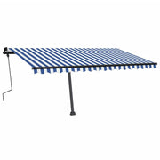 VidaXL Luifel vrijstaand handmatig uittrekbaar 400x350 cm blauw en wit - afbeelding 2